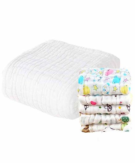 Mom's Home Muslin Towel & Wash Cloths Set Pack of 6 - White