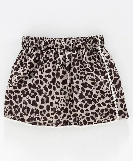 Snowflakes Leopard Print Skort - Beige