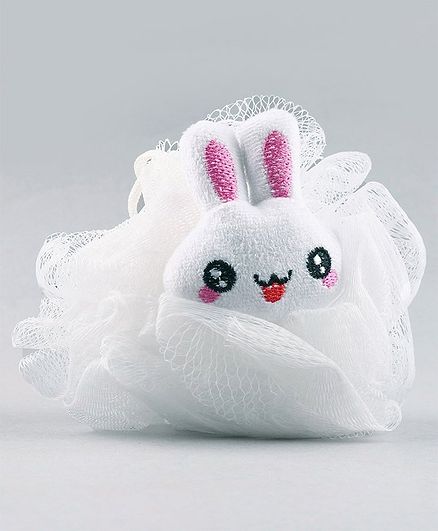 Babyhug Bunny Shaped Bath Loofah - White