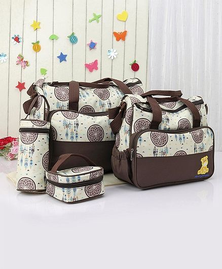 Diaper Bag with Lunch Box and Bottle Holder - Brown