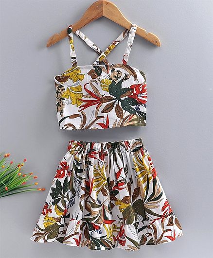 M'andy Bohemian Print Sleeveless Top With Skirt - White