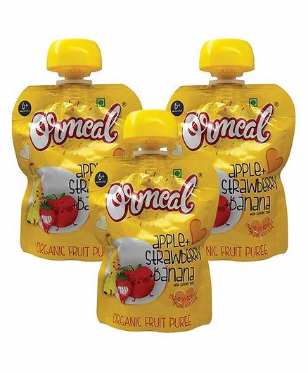 Ormeal Apple Strawberry Banana Purée Pack of 3 - 90 g ( Each Pack)