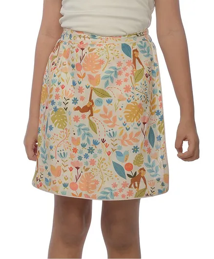 Miko Lolo Organic Cotton Monkey Print Skorts - Multi Colour
