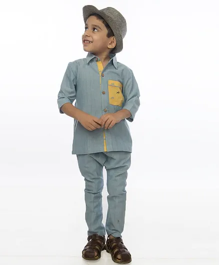 Miko Lolo Naturally Dyed Organic Cotton Drop Crotch Pants - Blue