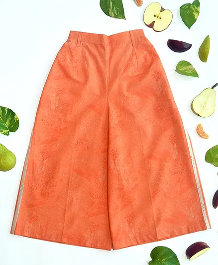 Miko Lolo Three Fourth Length Solid Culottes - Orange