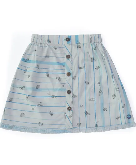 Miko Lolo Organic Cotton A Line Striped Skirt - White