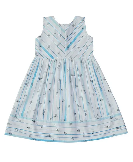 Miko Lolo Organic Cotton Sleeveless Striped Dress - White