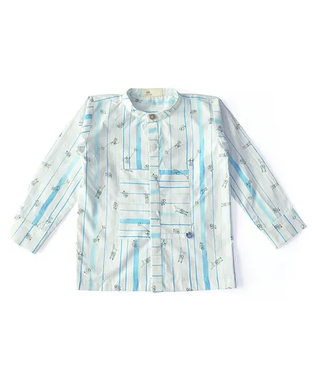 Miko Lolo Full Sleeves Striped Organic Cotton Top - White