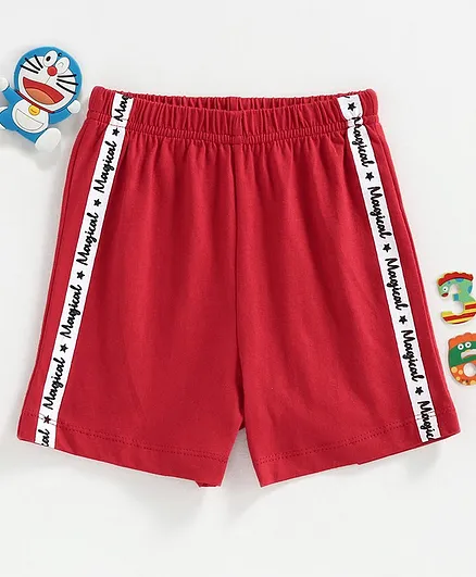 Babyhug Mid Thigh Length Shorts Text Print - Red