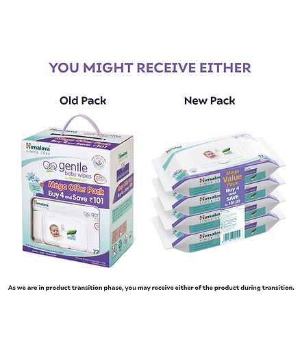 Himalaya Gentle Baby Wipes Pack of 4 - 72 Pieces Each