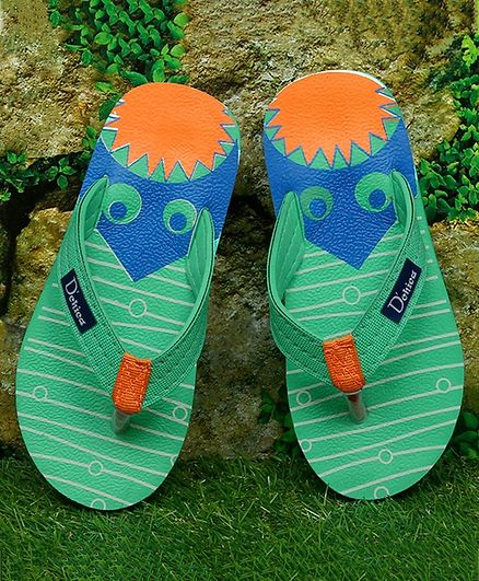 D'chica Bro Shark Printed Flip Flops - Green