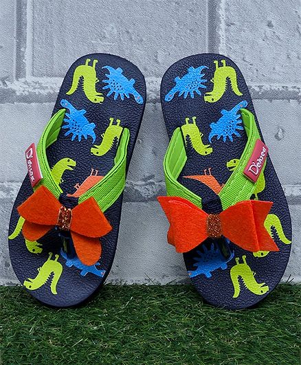 D'chica Dinosaur Printed Flip Flops - Multi Colour