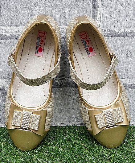 D'chica Shimmery Bow Detailed Mary Jane - Gold