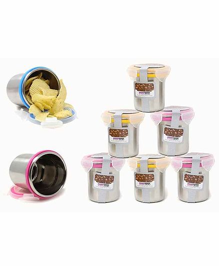 Steel Lock Stainless Steel Airtight Cylindrical Storage Container Set of 8 - 250 ml Each