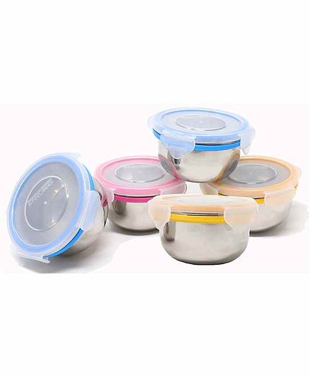 Steel Lock Stainless Steel Airtight Containers Multicolour Set of 5 - 200 ml Each