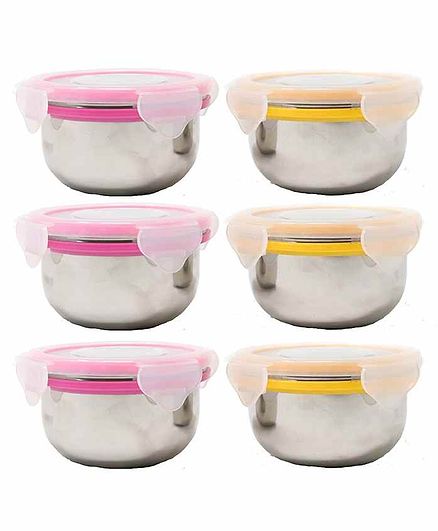 Steel Lock Stainless Steel Airtight Containers Multicolour Set of 6 - 200 ml Each