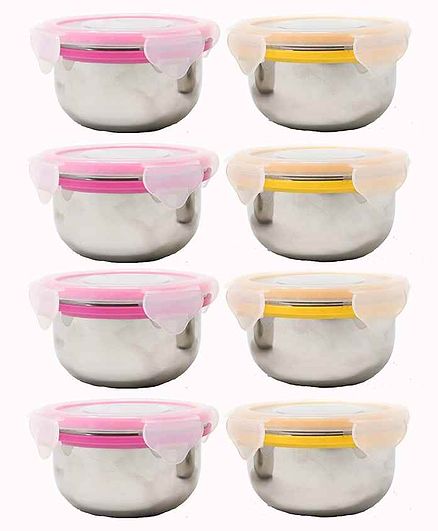 Steel Lock Stainless Steel Airtight Containers Multicolour Set of 8 - 200 ml Each