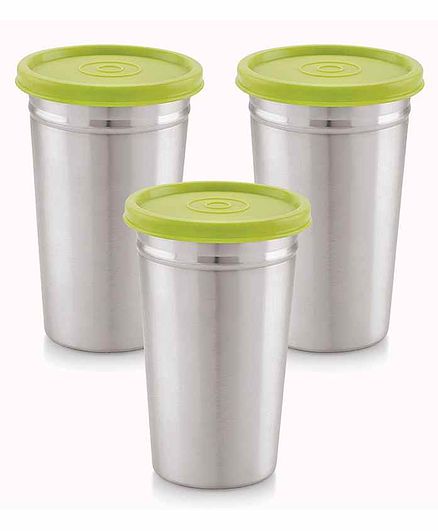 Magnus Stainless Steel Tumbler with Lid Silver Pack of 3 - 350 ml Each