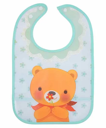 Yellow Bee Water Proof Bib Bear Print - Blue White
