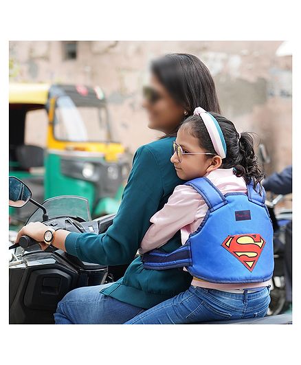 Magic Seat 2 Wheeler Kids Safety Belt Superman Print - Blue