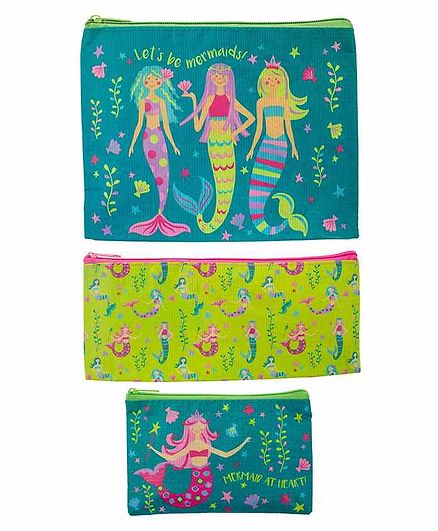 Stephen Joseph Multiutility Pouches Multiprint Pack of 3 - Blue Yellow