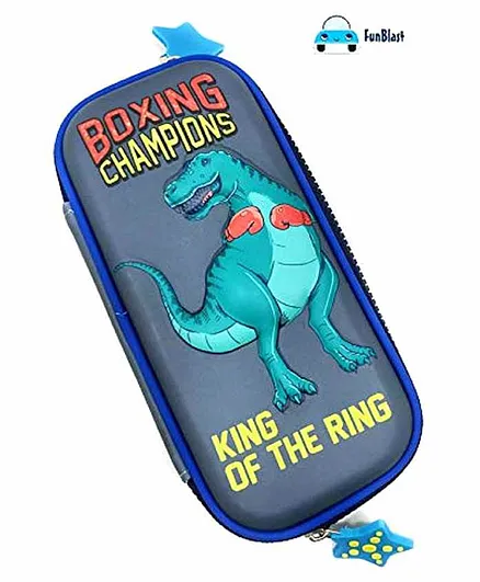 FunBlast Rectangular Pencil Pouch Dino Print - Blue