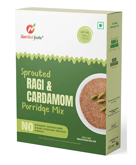 Nutribud Foods Sprouted Ragi and Cardamom Porridge Mix - 200 gm