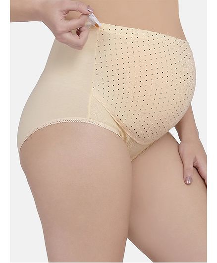 Mamma Presto Polka Dot Print High Rise Adjustable Briefs - Beige