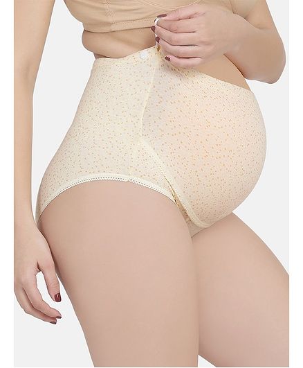 Mamma Presto Hearts Print Adjustable High Waist Pregnancy Briefs - Cream