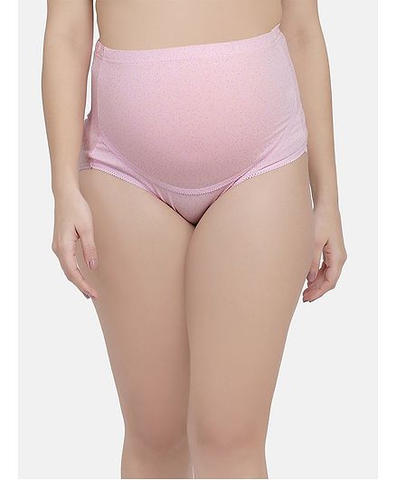 Mamma Presto Hearts Print Adjustable High Waist Pregnancy Briefs - Pink