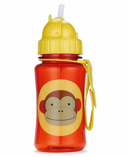 Skip Hop Water Bottle With Pop Up Straw Orange & Yellow - 355 ml