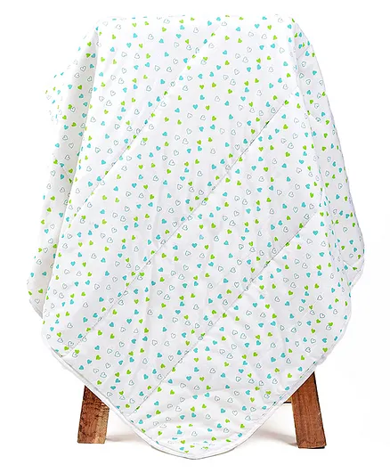 Mom's Home Organic Cotton Baby Quilt Heart Print - Green White