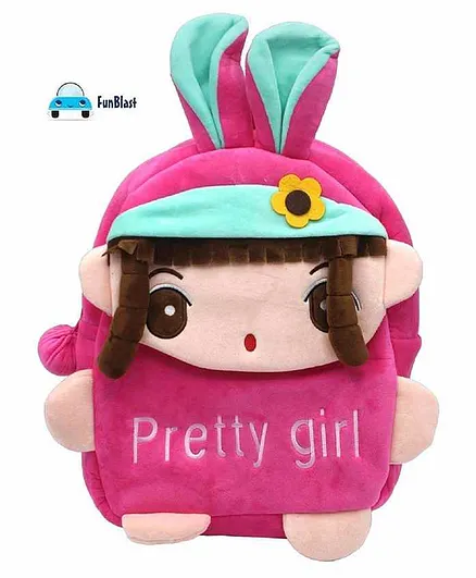 FunBlast Plush School Bag Doll Design Pink - Height 11.02 Inches