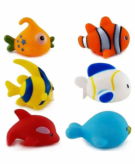 FunBlast Fish Shape Squeaky Bath Toys Pack of 6 - Multicolor