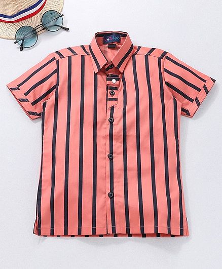 Knotty Kids Half Sleeves Striped Shirt - Pink