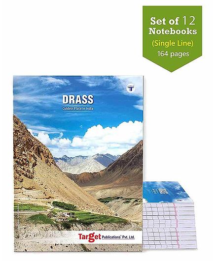 Target Publications Drass Single Line Long Notebooks Set of 12 - 164 Pages each