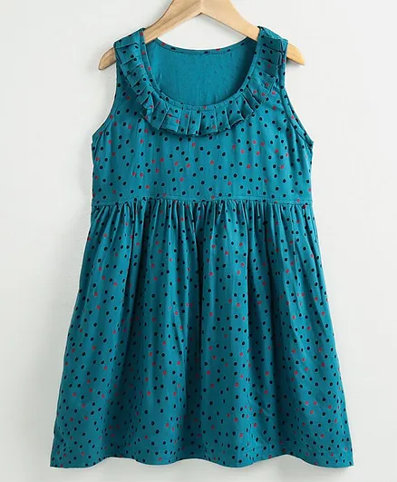 Little LABS Dot Print Sleeveless Dress - Blue