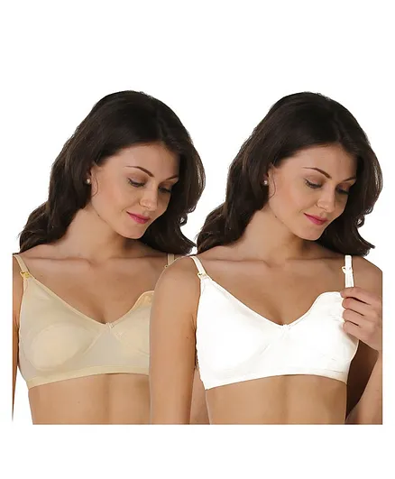 Morph Maternity Pack Of 2 Leak Proof Maternity Bras - Beige & White