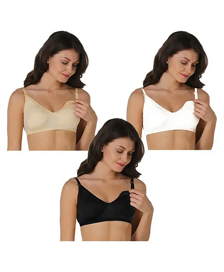 Morph Maternity Pack Of 3 Leak Proof Maternity Bras - White Beige Black