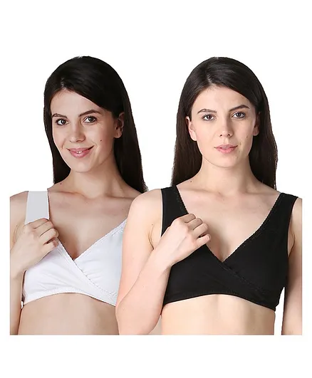 Morph Maternity Pack Of 2 Leak Proof Sleep Nursing Bras - Black & White