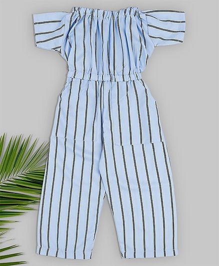 oui oui Short Sleeves Striped Jumpsuit - Blue