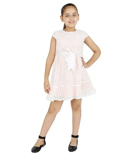 One Friday Short Sleeves Lacey Dress - Off White
