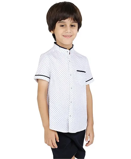 One Friday Half Sleeves Printed Shirt - White