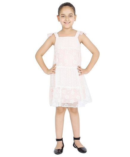 One Friday Flower Embroidered Sleeveless Dress - Pink
