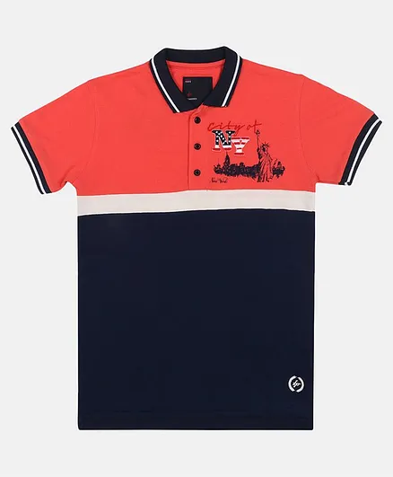 Li'L tomatoes Half Sleeves NY Patch Detailing Tee - Peach