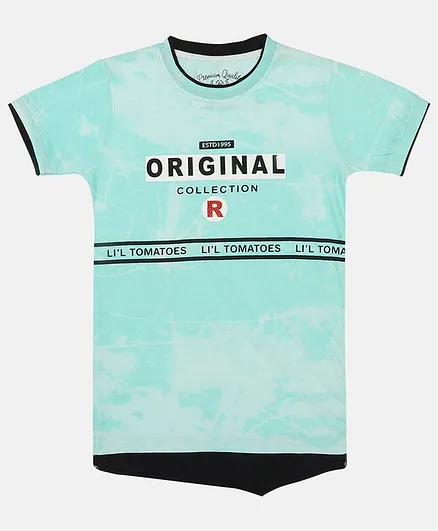 Li'L tomatoes Half Sleeves Brand Logo Printed Tee - Light Blue
