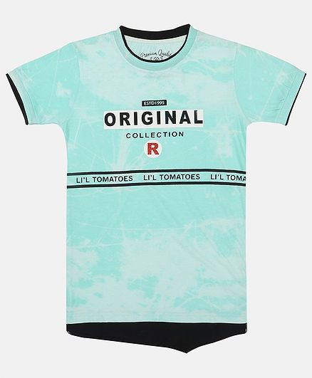 Li'L tomatoes Half Sleeves Brand Logo Printed Tee - Light Blue