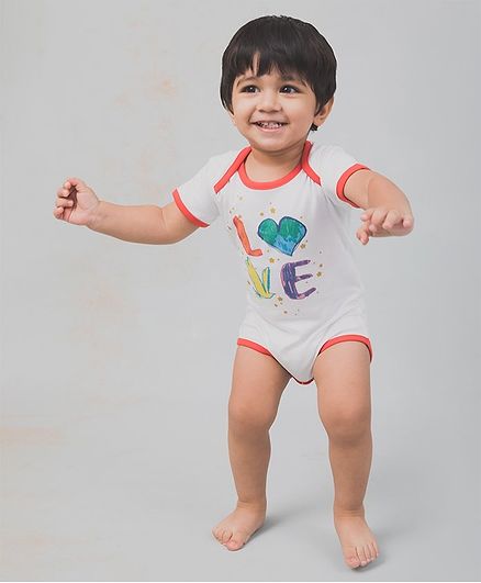 Nap Chief Organic Cotton Short Sleeves Love Print Onesie - White