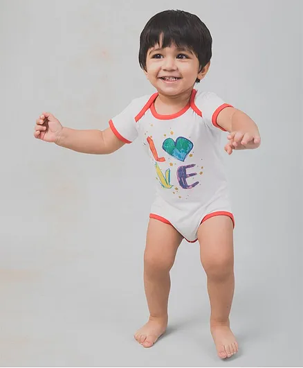 Nap Chief Organic Cotton Short Sleeves Love Print Onesie - White