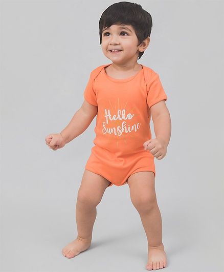 Nap Chief Short Sleeves Organic Cotton Hello Sunshine Print Onesie - Orange